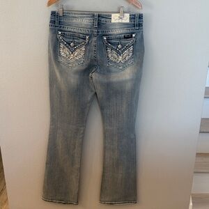 Miss Me Light Blue Boot Cut Jeans with Embellished Pockets